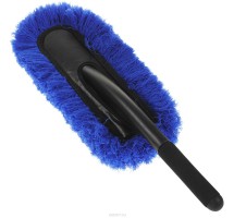 Щетка для мытья автомобиля МИКРОФИБРА - для уборки пыли "Дастер" CLINGO 49см,синяя пушистая (в блистере)с длинной ручкой